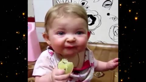 cute Baby Eating Orange First time cool