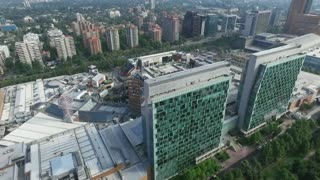 Drone aerial view at Araucano Park in Santiago, Chile