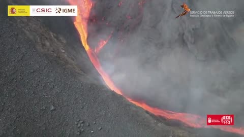 El río de lava que está provocando el volcán de La Palma.