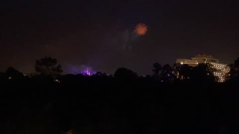 Watching the Happily Ever After Fireworks Show from Our Balcony At the Wilderness Lodge (July 2021)