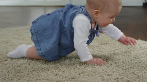 Baby Girl Crawling On The Floor SO CUTE