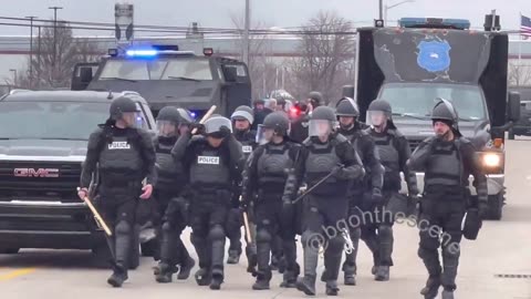 Riot Police Assemble At Joe Biden's Visit To Michigan