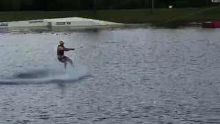 Pink wakeboard 360 faceplant