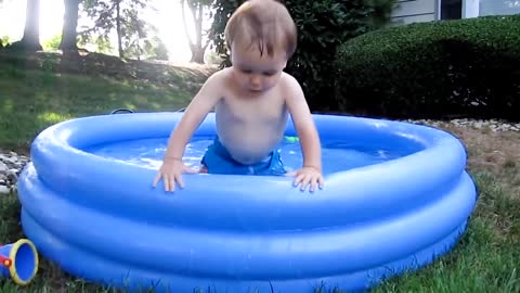 Funny Baby Playing With Water - Baby Outdoor Video 2021