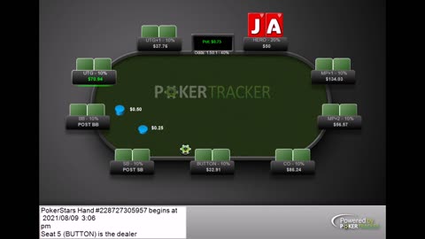 Triple barrel bluff at No Limit Holdem Ace Jack Suited