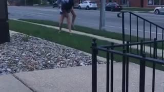 Two guys trying to do between the leg front flip fails face plant into grass