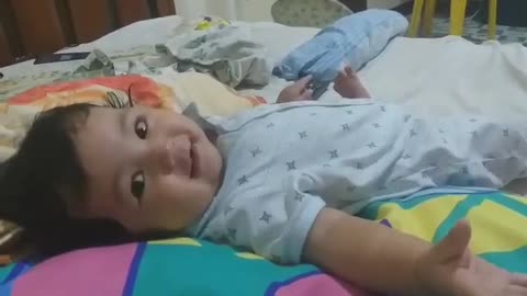 Cute baby arguing with his Dad!
