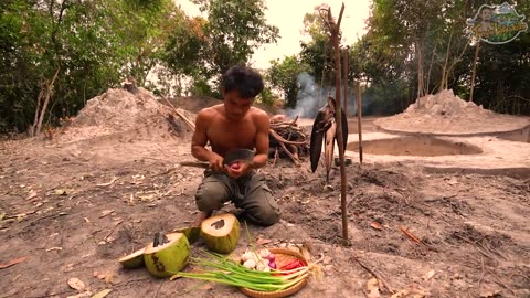 100 Days Survive in Rainforest Building Underground Water Slide Park and Swimming Pool House