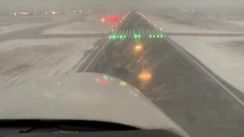 This is seen by the pilot landing during the snowstorm