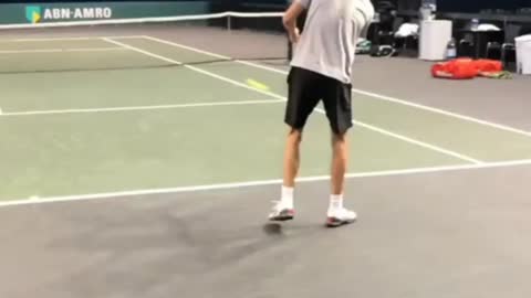 Alexander Zverev Court View Practice with Stefanos Tsitsipas