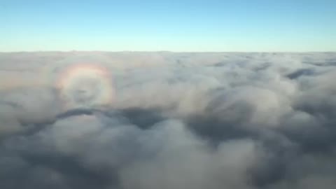 Flying above the clouds in a jet