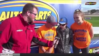 Smart Kid Says "Let's Go Brandon!" on Mic Before Race