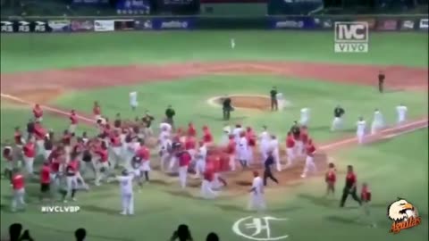 Baseball fight, batter atacks catcher