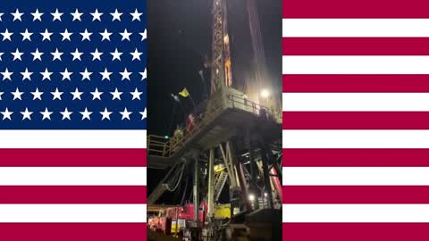 "TEXAS OIL FOR TRUMP" - Oil Rigs with American Flags - Texas Country - Texas Oil Rigs Support Trump
