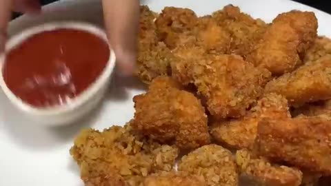Chicken Popcorn with Ketchup ASMR Cooking #food #cooking #chicken #shorts #viral #indianasmrworld