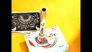 Anamorphic art playing cards by Pino Zac. Optical illusion cards.