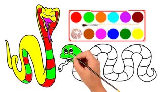 Drawing and Coloring for Kids - How to Draw Cobra Snake