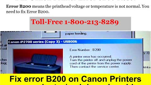 1-800-213-8289 Canon Printer B200 Error Reset