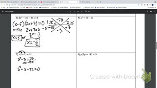 IM2 Alg1 trad 10.5 Solve quadratics by Factoring