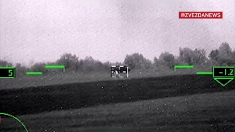 Ka-52 attack helicoper successfully hitting a BDRM-2 armoured car of the Ukrainian forces