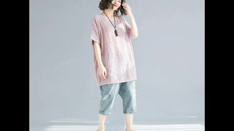 Plus Size Women T-Shirts Basic Lady Tops Tunic Big Size Tees Cotton Linen Loose Casual Female