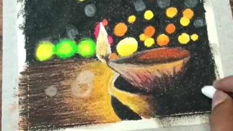 Diwali Special drawing with Oil pastel colour