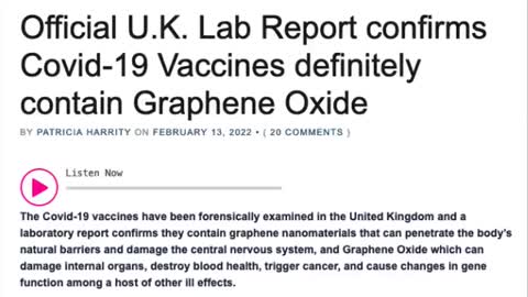 OFFICIAL U.K. LAB REPORT CONFIRMS COVID-19 VACCINES DEFINITELY CONTAIN GRAPHENE OXIDE !!