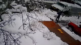 Snow Plow Driver Dumps Snow in Driveway