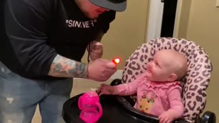 Baby AMAZED at Dad's magic!