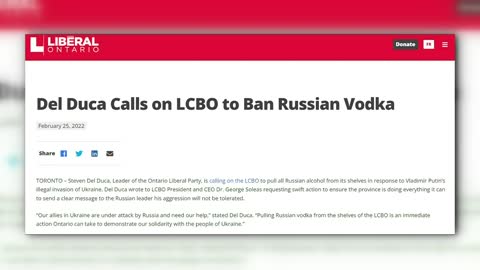 Ontarios LCBO removes Russian Vodka