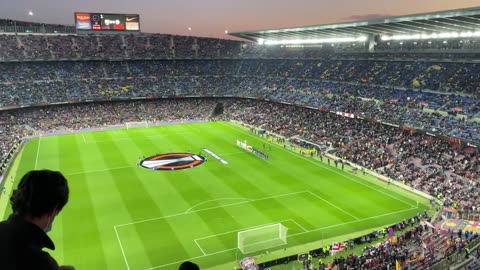 First time UEFA EUROPA LEAGUE anthem sounds at CAMP NOU in 4k!!🔵🔴