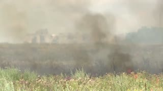 Fire breaks out after shelling in eastern Ukraine