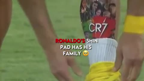 Cristiano Ronaldo CR7- during showing his family on shin pad