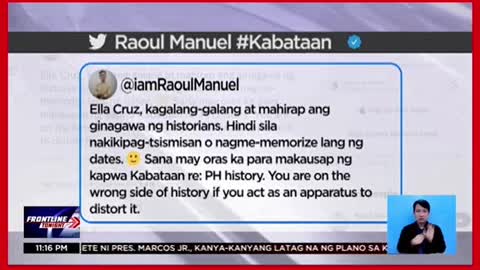 Mga historian, pinuna angpahayag ni Ella Cruz