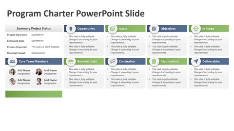 program charter PowerPoint slide