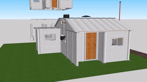 Prefabricated concrete-wood-steel house for the homeless and the starving