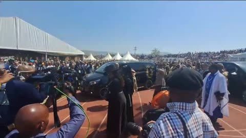 Prince Mangosuthu Buthelezi's body arrives at the funeral venue