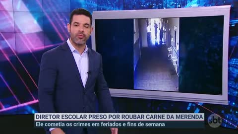 Diretor de escola pública é flagrado roubando carne de merenda | Primeiro Impacto (03/11/22)