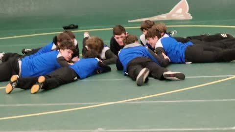 The boys pow wow before the matches begin