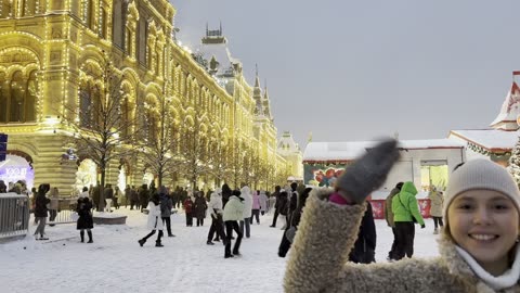 Moscow Red Square Snow Fall