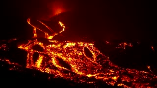 Drone shows volcanic ash devouring Spanish towns