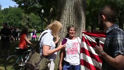 Aug 19 2017 Boston free speech rally 1.3 interview Woman who was attacked and dragged by Antifa