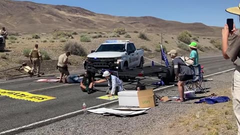 Nevada Rangers bulldozed through the blockade and arrested them.