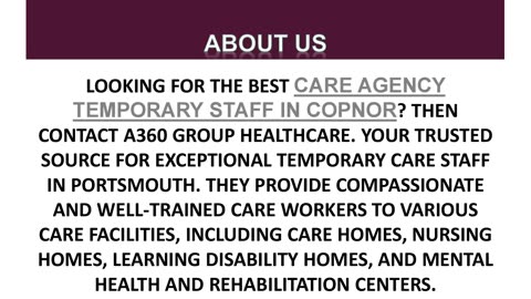 Best Care Agency Temporary Staff in Copnor