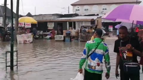 Africa Battered massive flooding explosion submerged thousands homes, Cars in Nigeria