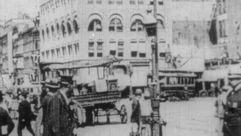 New York City Street, Union Square (1889 Original Black & White Film)