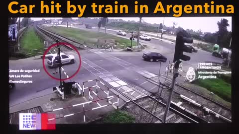 Car Hit By Train In Argentina (9 News Story)