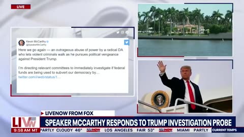 Trump arrest Tuesday: Speaker McCarthy calls investigation "outrageous abuse of power"