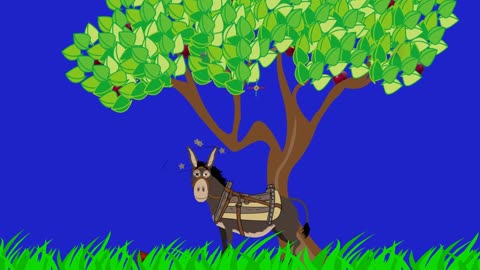Donkey Apple Apple Tree Funny Cartoon