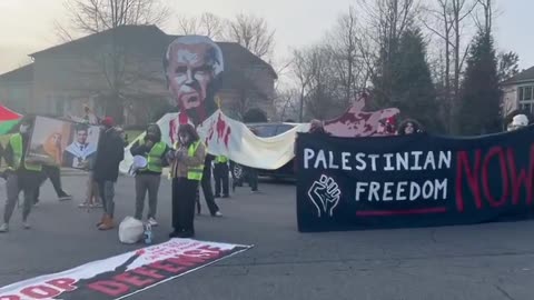 Pro-Palestinian activists protesting at Lloyd Austin’s home
